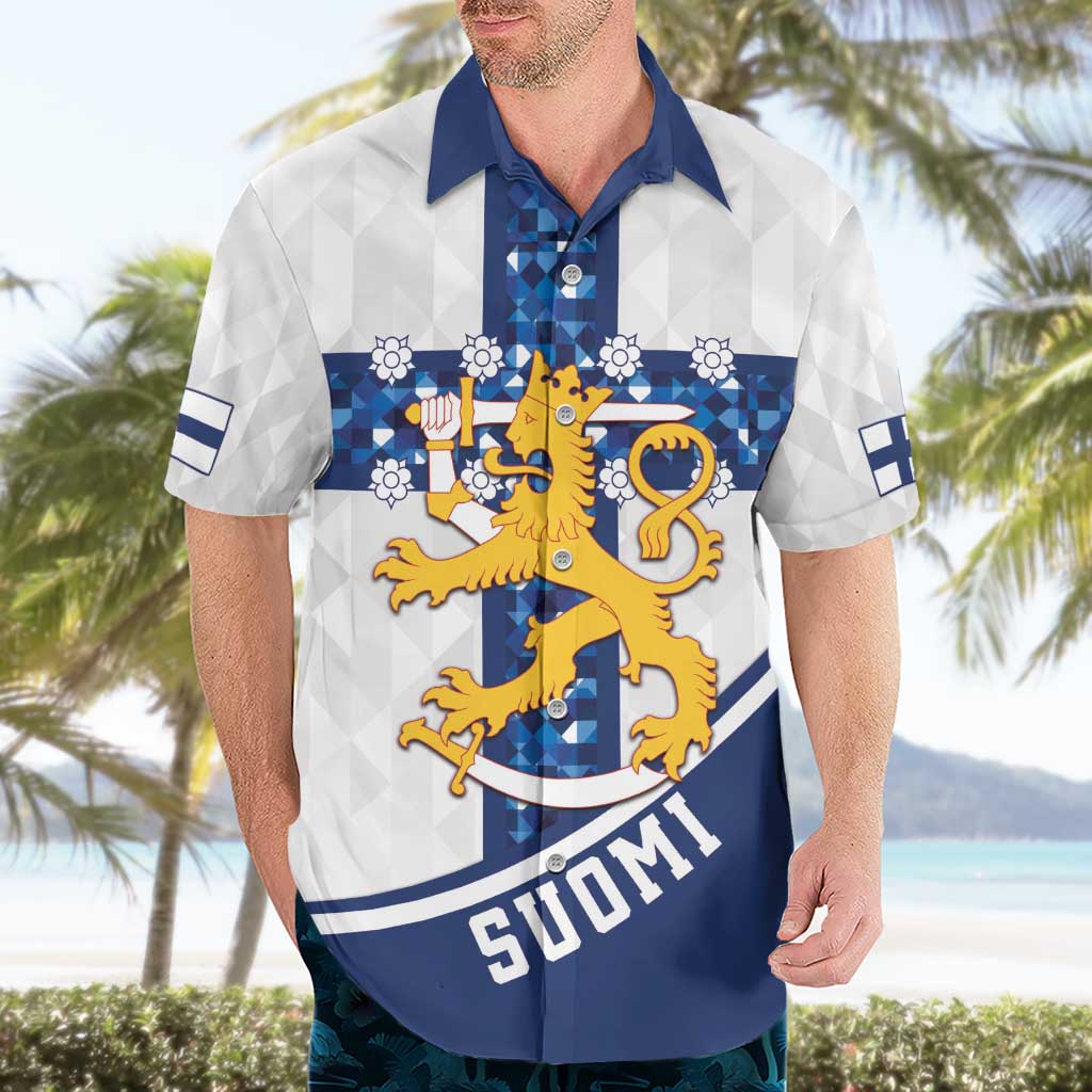 Custom Finland Football Hawaiian Shirt Suomen jalkapallomaajoukkue