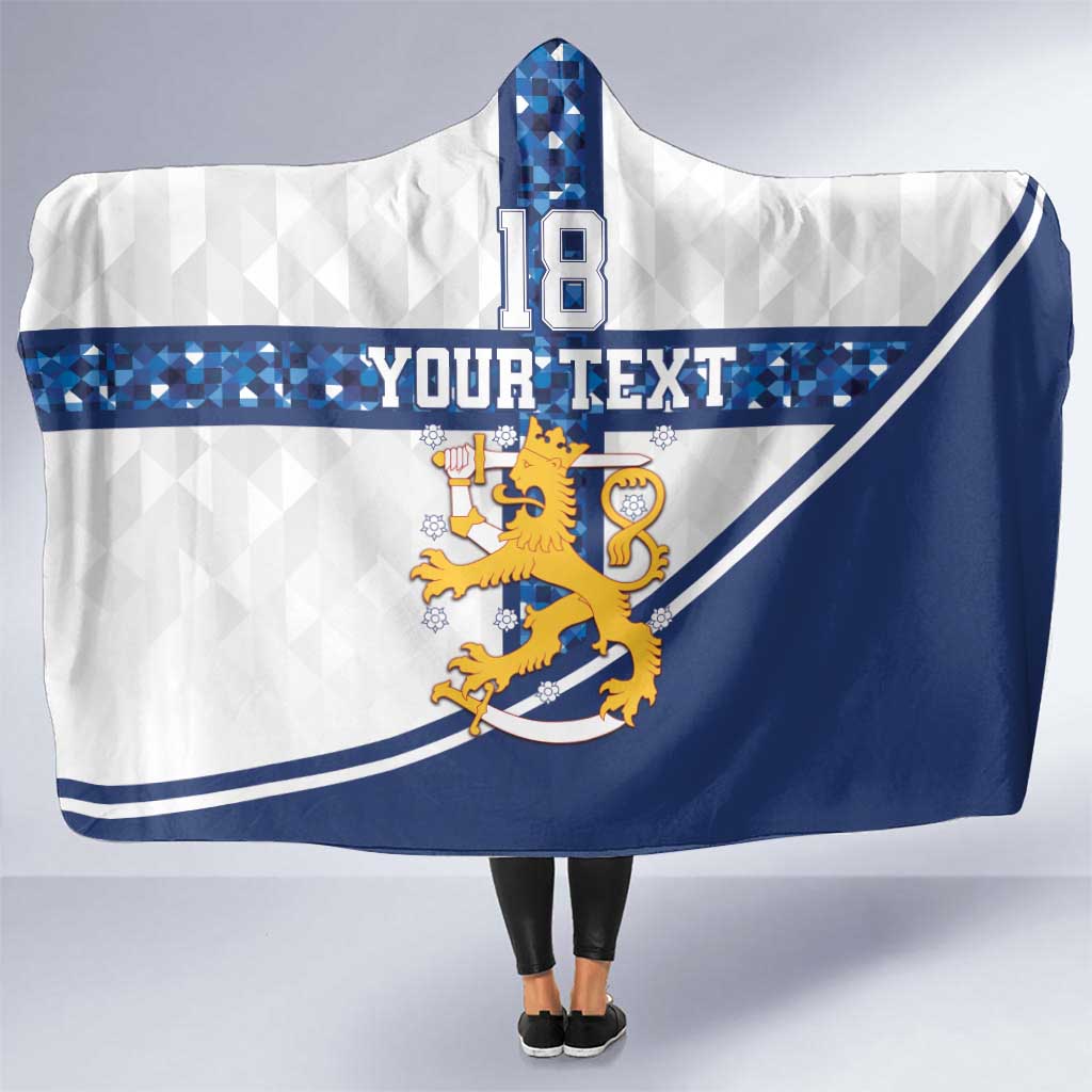 Custom Finland Football Hooded Blanket Suomen jalkapallomaajoukkue