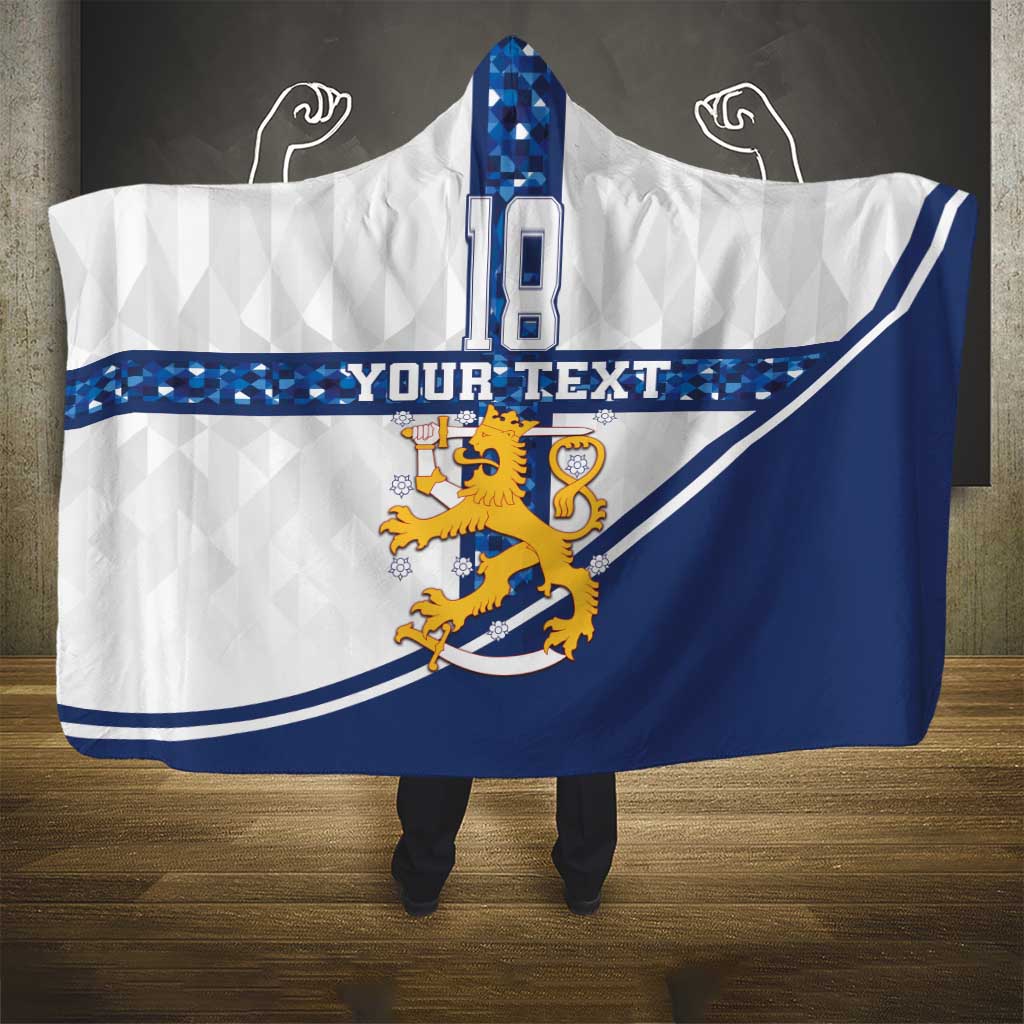 Custom Finland Football Hooded Blanket Suomen jalkapallomaajoukkue