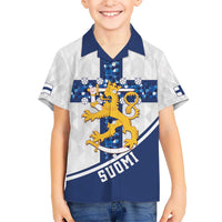 Custom Finland Football Kid Hawaiian Shirt Suomen jalkapallomaajoukkue