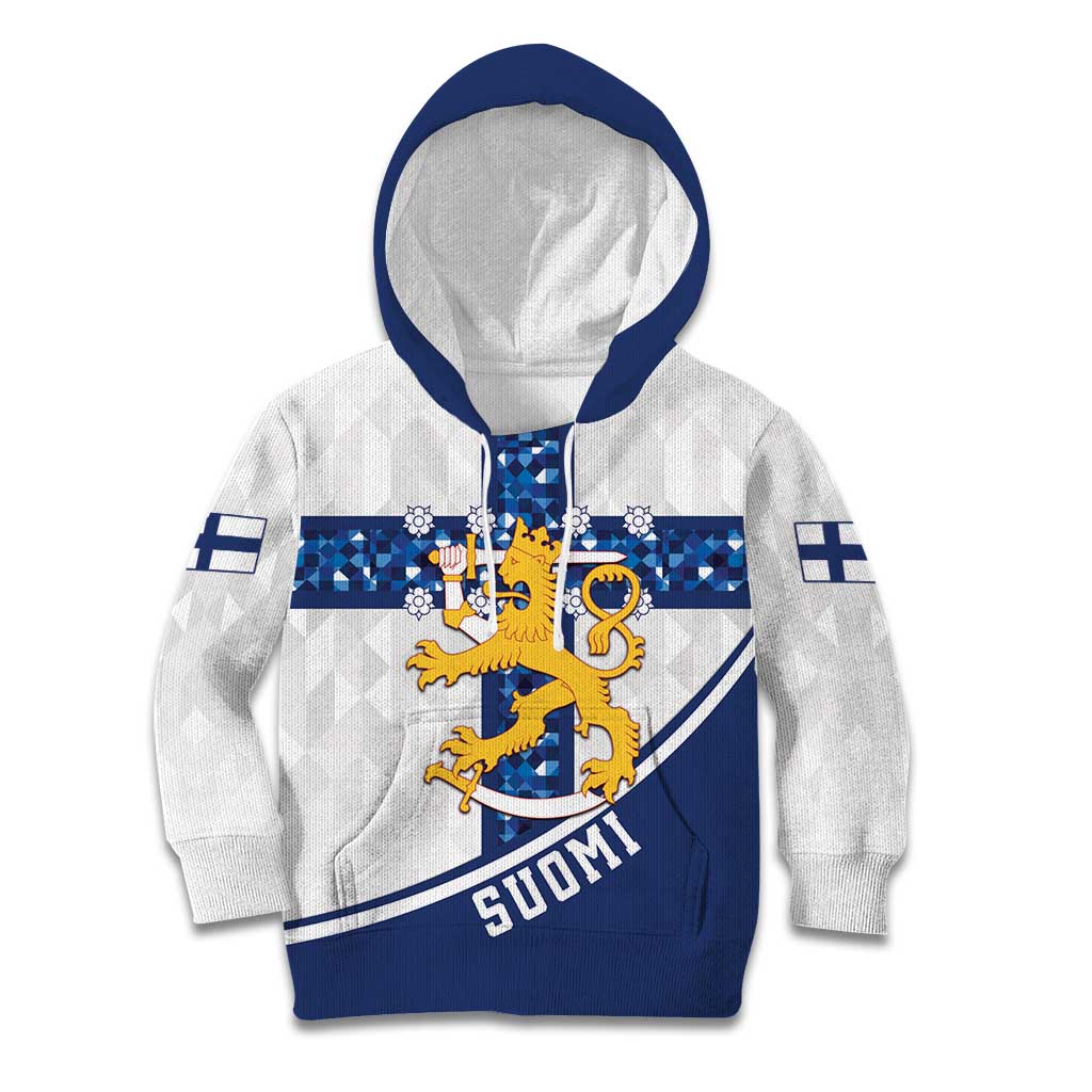 Custom Finland Football Kid Hoodie Suomen jalkapallomaajoukkue