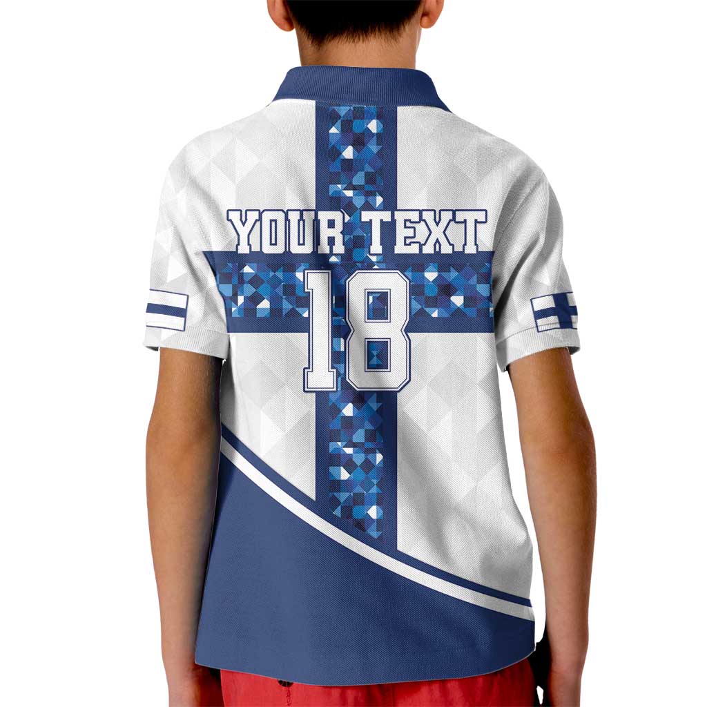 Custom Finland Football Kid Polo Shirt Suomen jalkapallomaajoukkue