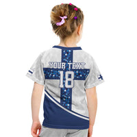 Custom Finland Football Kid T Shirt Suomen jalkapallomaajoukkue