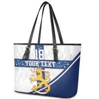 Custom Finland Football Leather Tote Bag Suomen jalkapallomaajoukkue