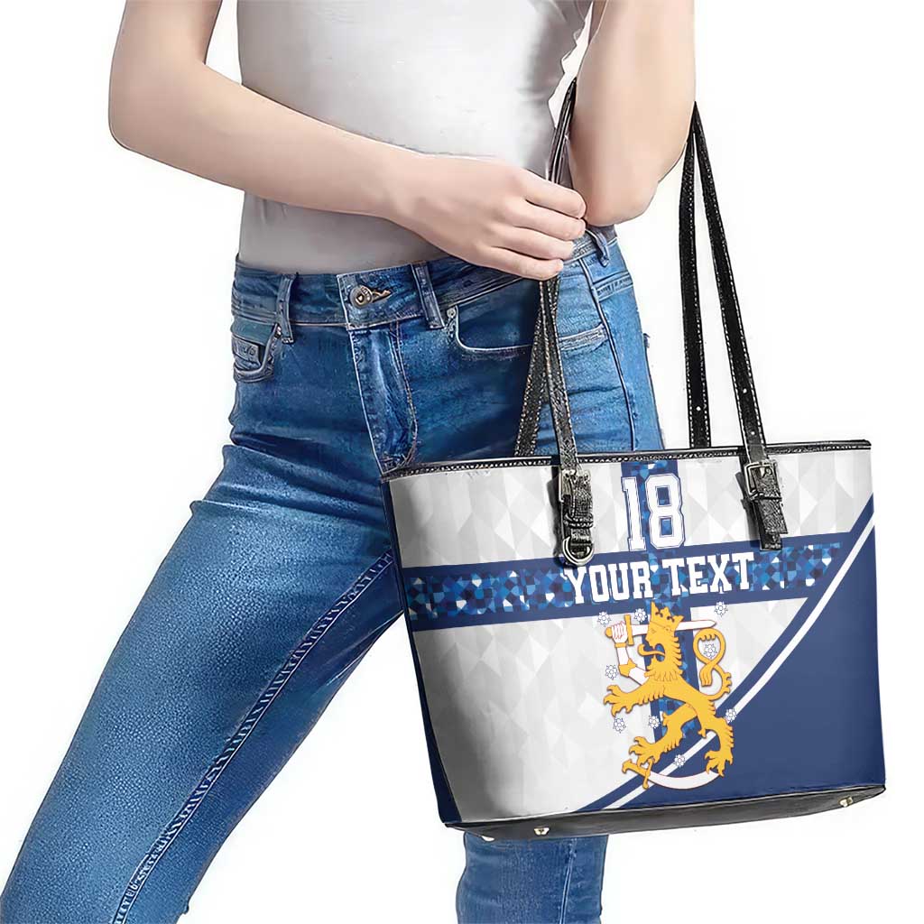 Custom Finland Football Leather Tote Bag Suomen jalkapallomaajoukkue