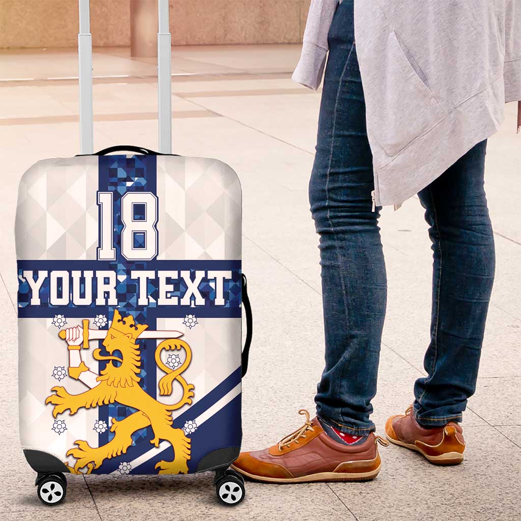 Custom Finland Football Luggage Cover Suomen jalkapallomaajoukkue