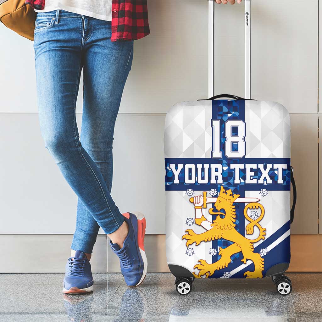 Custom Finland Football Luggage Cover Suomen jalkapallomaajoukkue