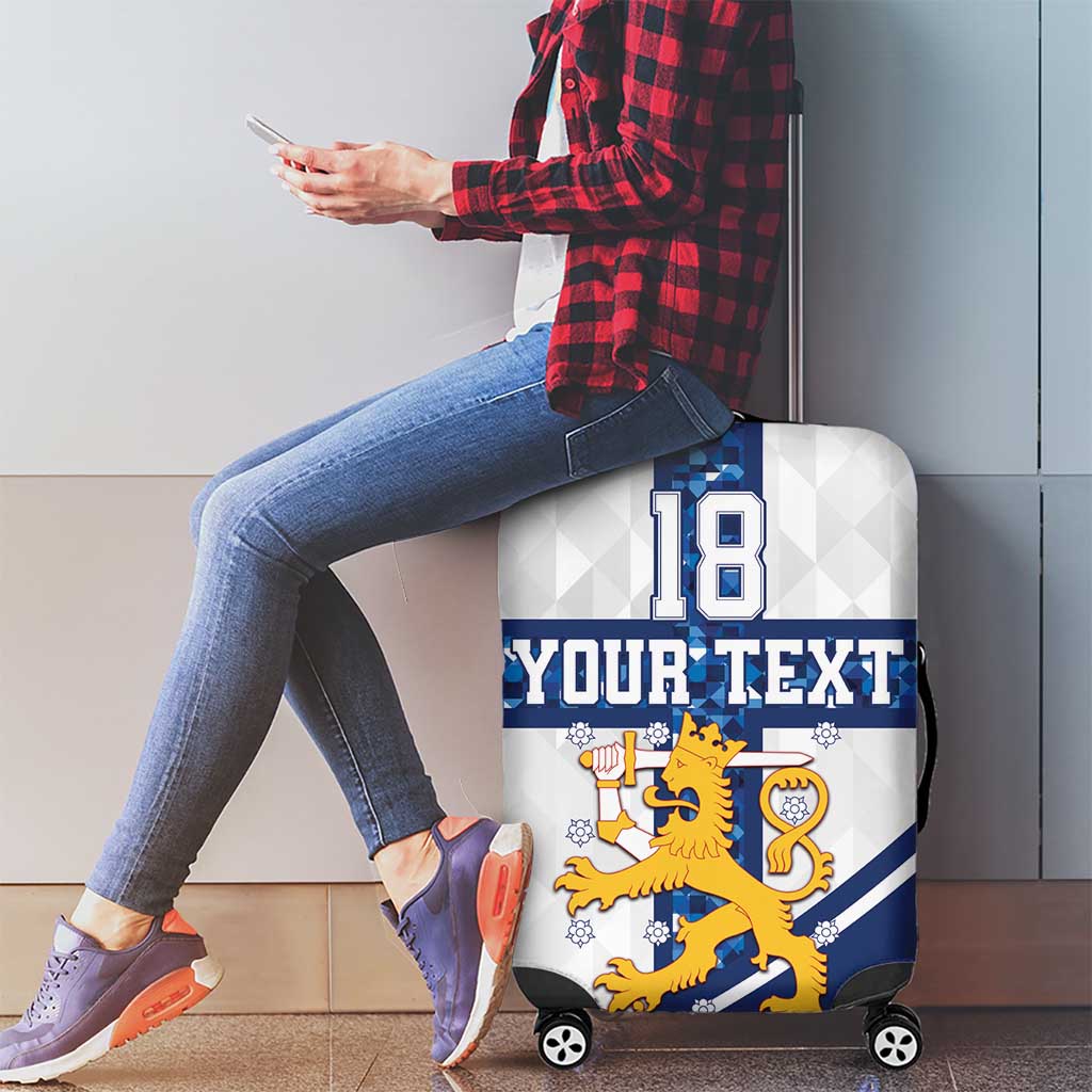 Custom Finland Football Luggage Cover Suomen jalkapallomaajoukkue