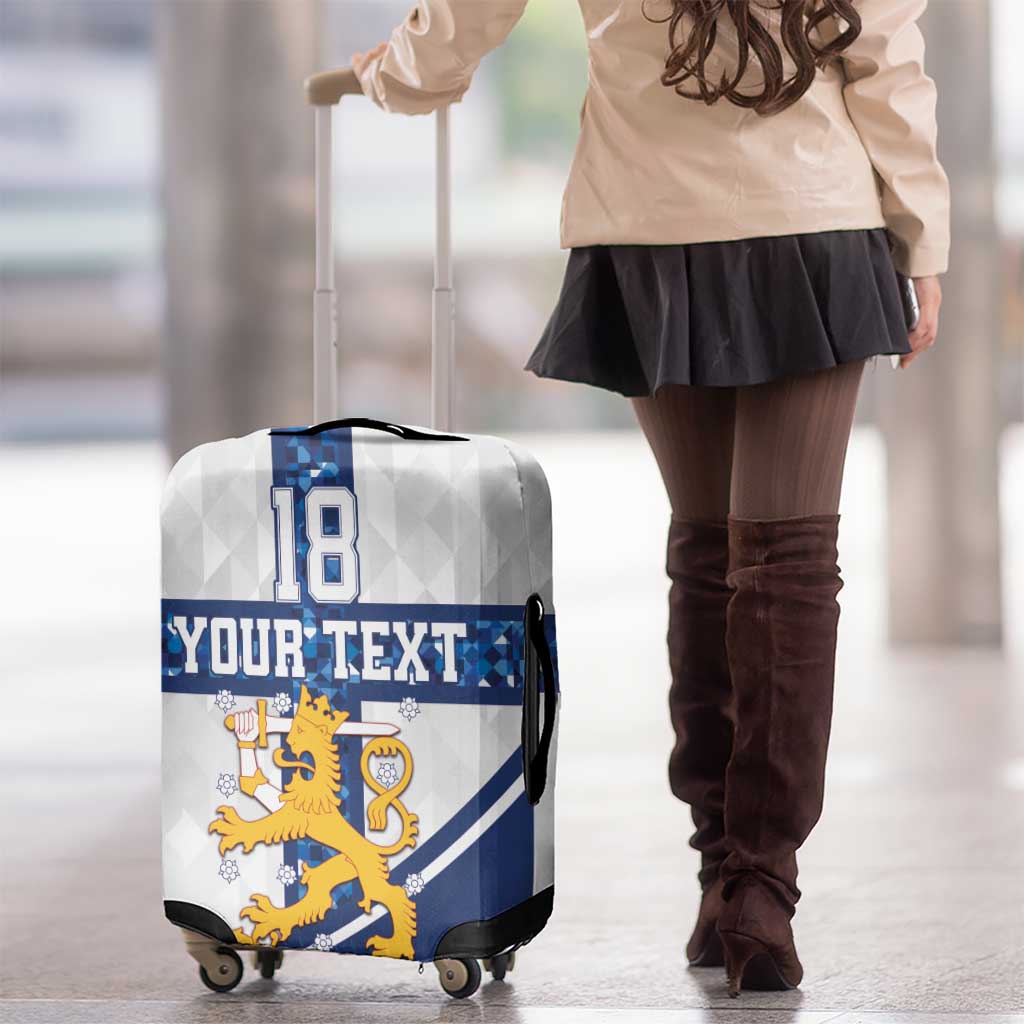Custom Finland Football Luggage Cover Suomen jalkapallomaajoukkue