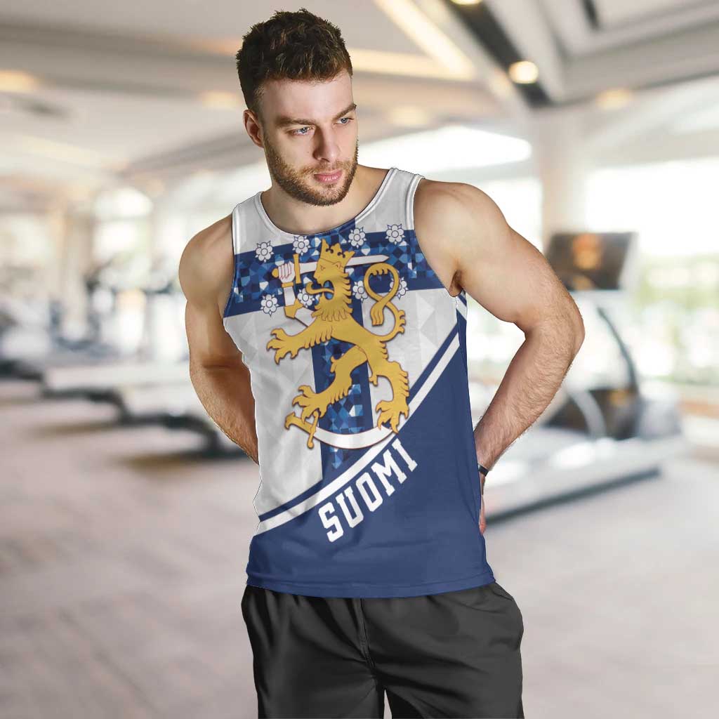 Custom Finland Football Men Tank Top Suomen jalkapallomaajoukkue