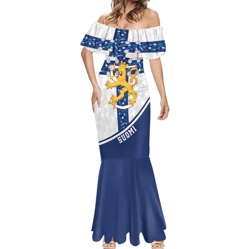 Custom Finland Football Mermaid Dress Suomen jalkapallomaajoukkue