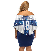 Custom Finland Football Off Shoulder Short Dress Suomen jalkapallomaajoukkue