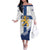 Custom Finland Football Off The Shoulder Long Sleeve Dress Suomen jalkapallomaajoukkue