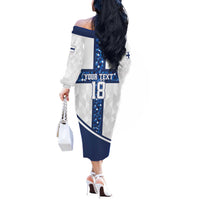 Custom Finland Football Off The Shoulder Long Sleeve Dress Suomen jalkapallomaajoukkue