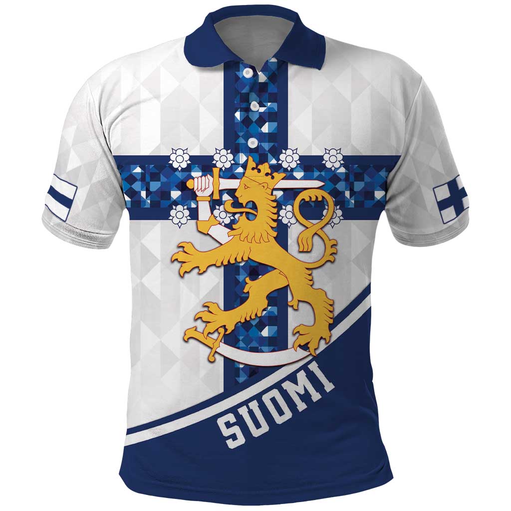 Custom Finland Football Polo Shirt Suomen jalkapallomaajoukkue