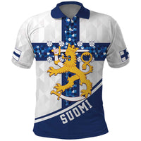 Custom Finland Football Polo Shirt Suomen jalkapallomaajoukkue