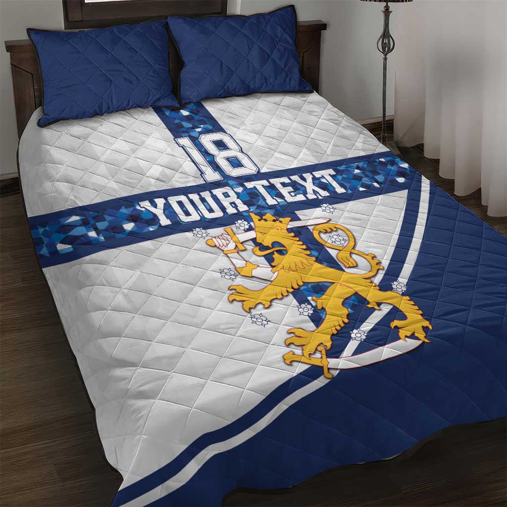 Custom Finland Football Quilt Bed Set Suomen jalkapallomaajoukkue