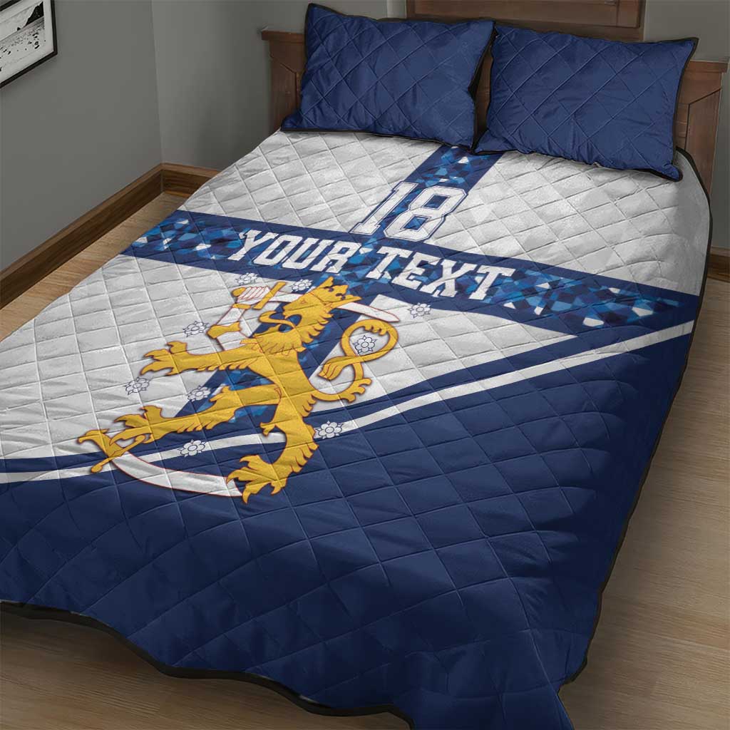 Custom Finland Football Quilt Bed Set Suomen jalkapallomaajoukkue