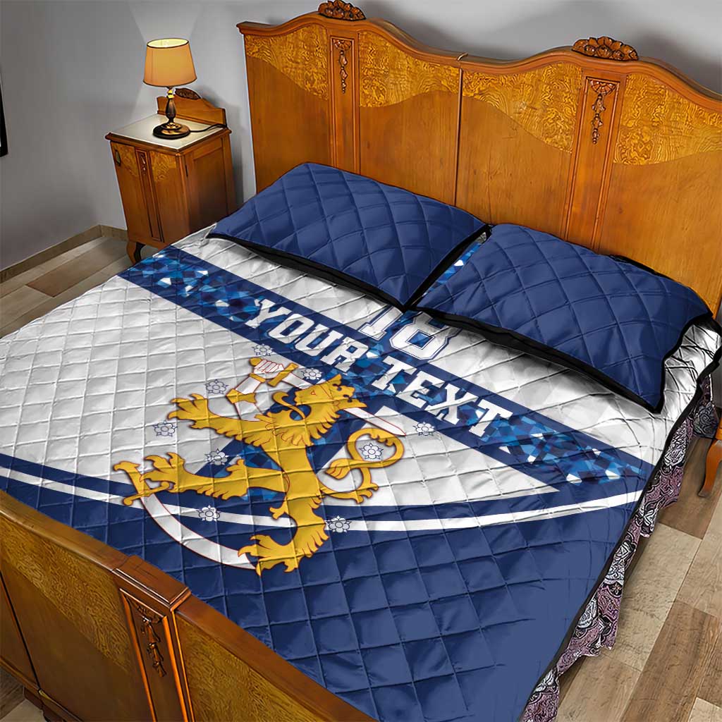 Custom Finland Football Quilt Bed Set Suomen jalkapallomaajoukkue