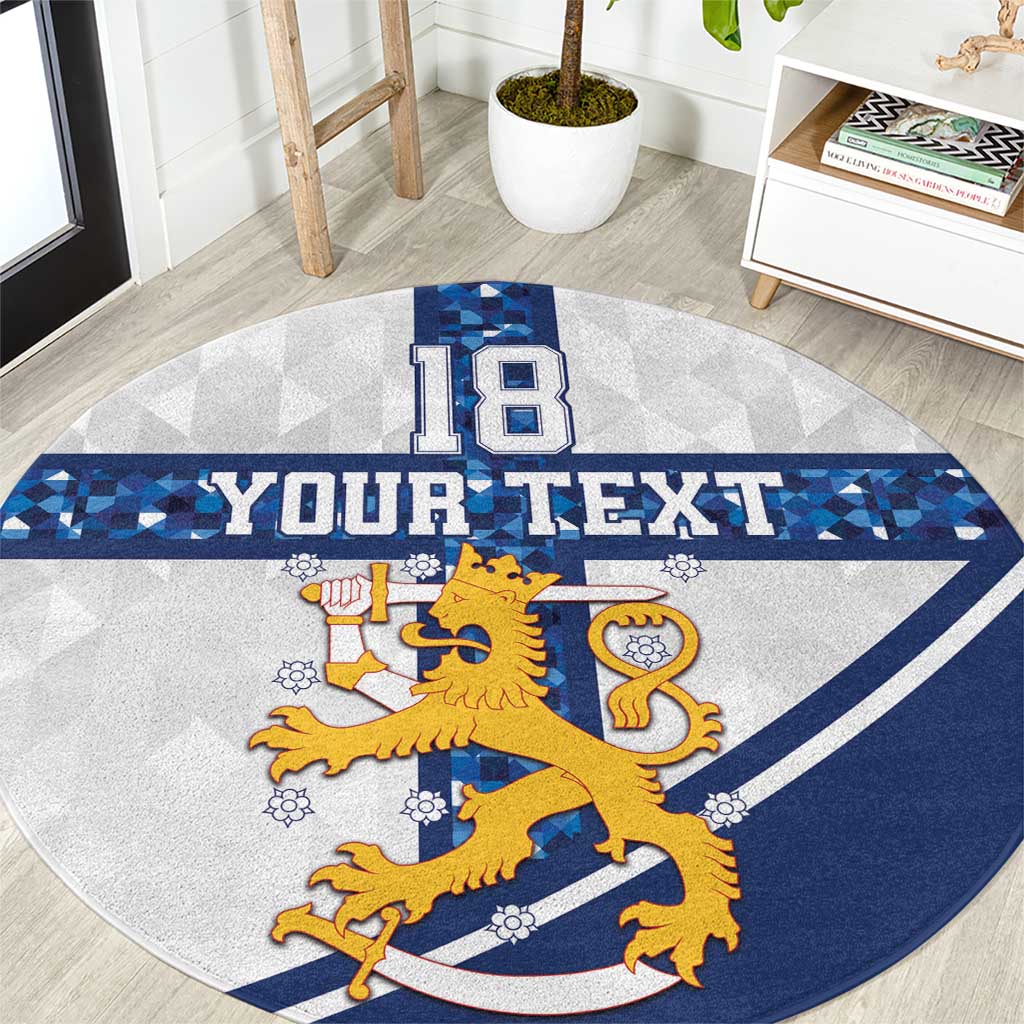 Custom Finland Football Round Carpet Suomen jalkapallomaajoukkue