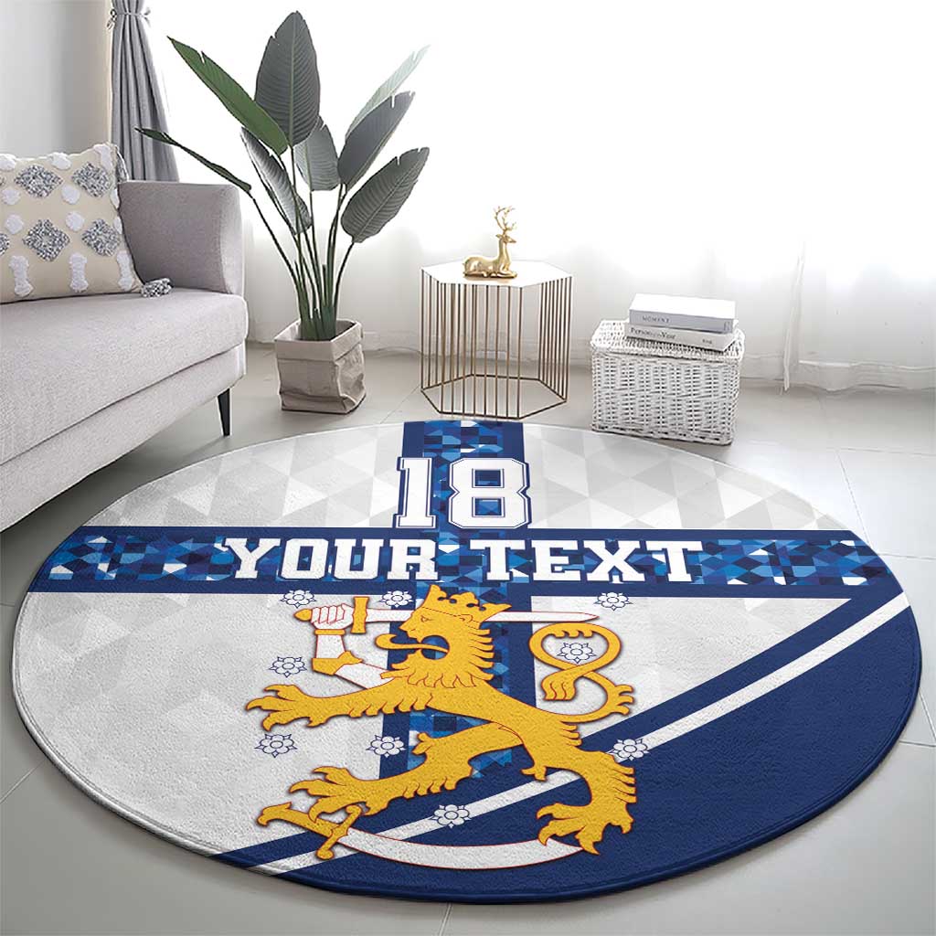 Custom Finland Football Round Carpet Suomen jalkapallomaajoukkue
