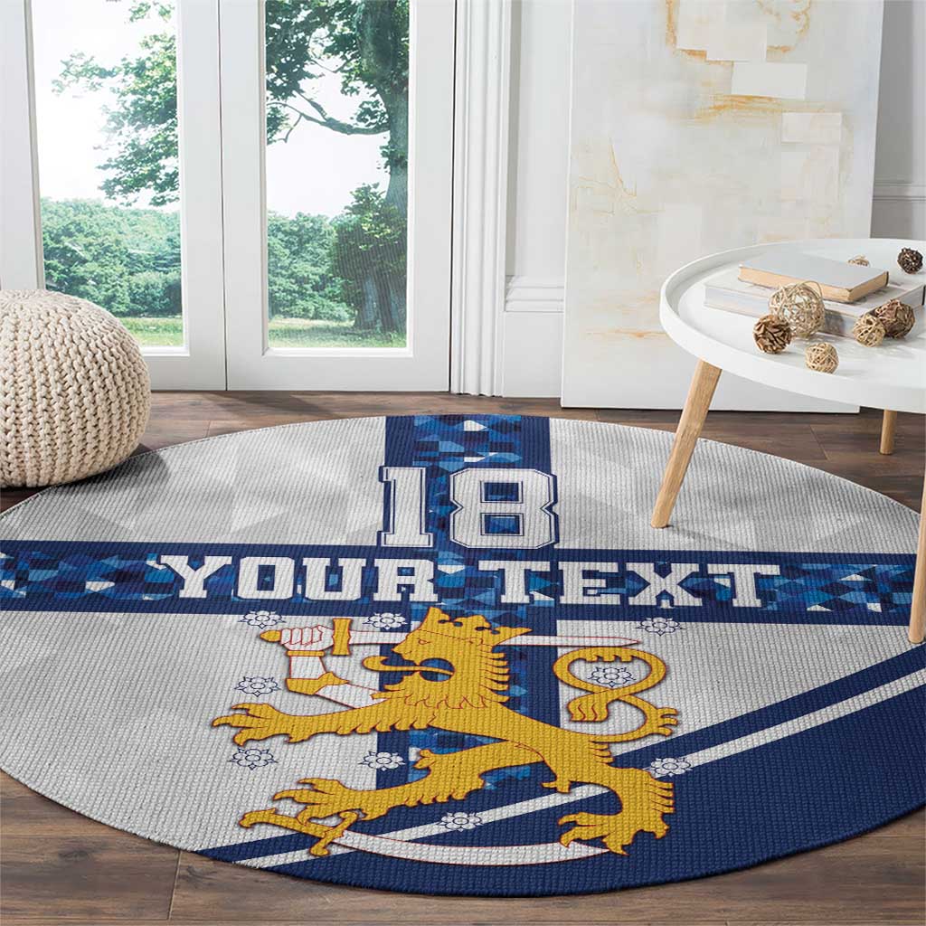 Custom Finland Football Round Carpet Suomen jalkapallomaajoukkue