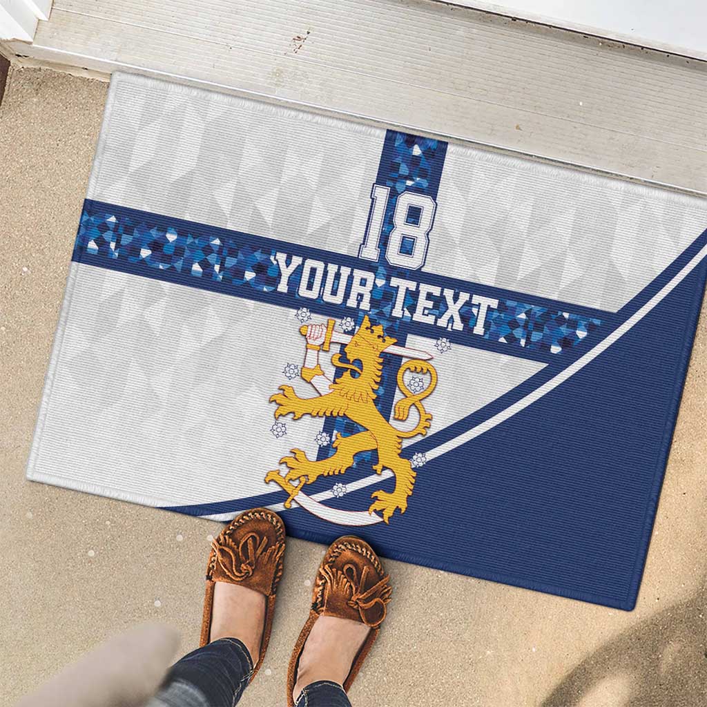 Custom Finland Football Rubber Doormat Suomen jalkapallomaajoukkue