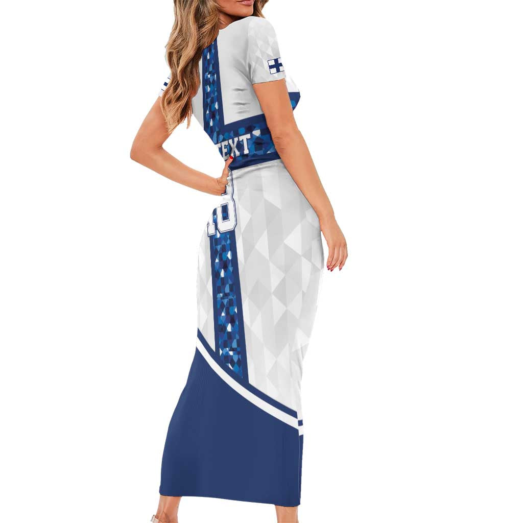 Custom Finland Football Short Sleeve Bodycon Dress Suomen jalkapallomaajoukkue