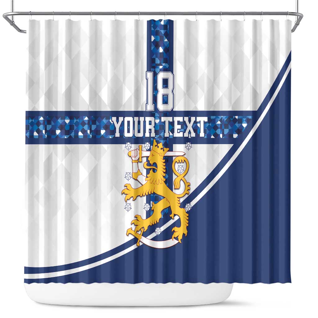 Custom Finland Football Shower Curtain Suomen jalkapallomaajoukkue