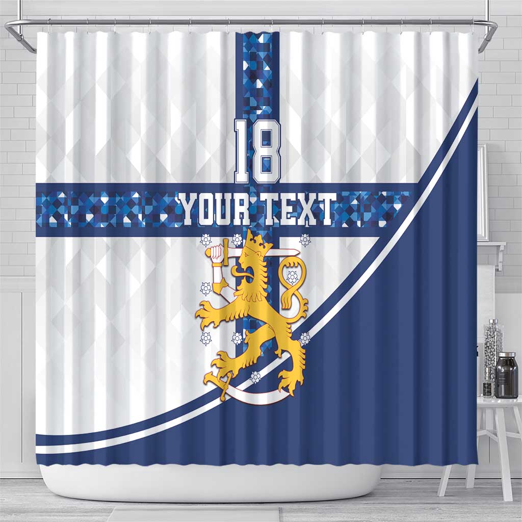 Custom Finland Football Shower Curtain Suomen jalkapallomaajoukkue