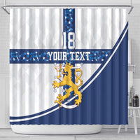 Custom Finland Football Shower Curtain Suomen jalkapallomaajoukkue