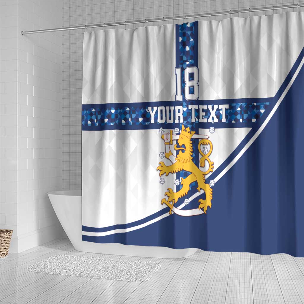 Custom Finland Football Shower Curtain Suomen jalkapallomaajoukkue