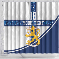 Custom Finland Football Shower Curtain Suomen jalkapallomaajoukkue