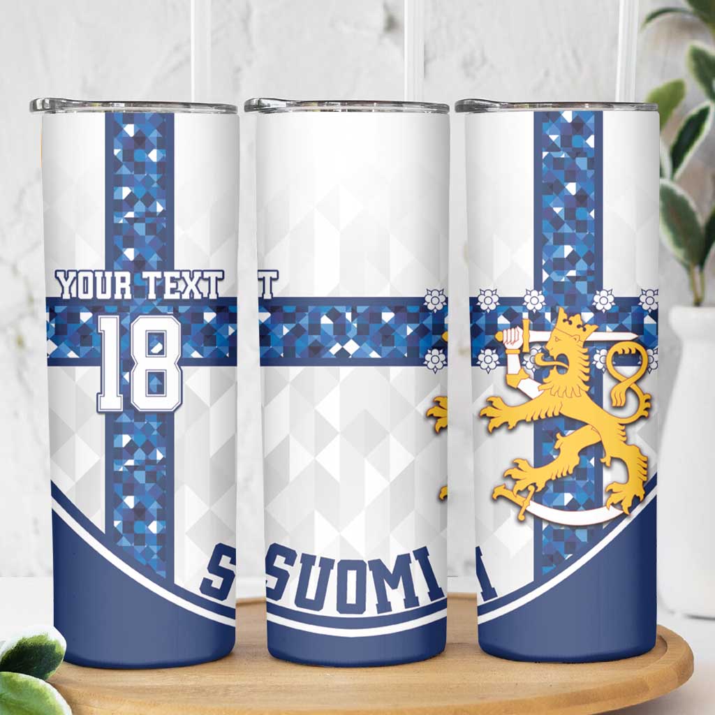 Custom Finland Football Skinny Tumbler Suomen jalkapallomaajoukkue