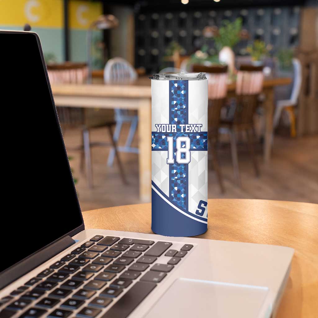 Custom Finland Football Skinny Tumbler Suomen jalkapallomaajoukkue