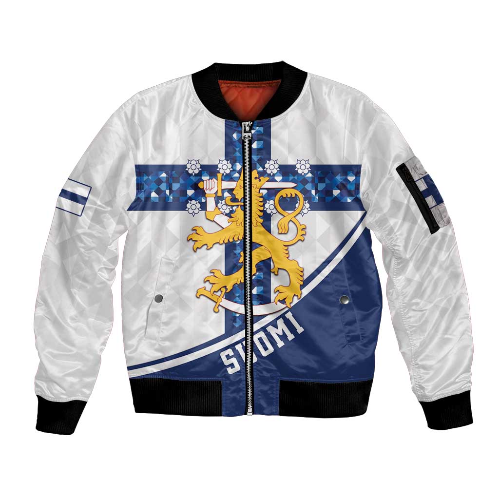 Custom Finland Football Sleeve Zip Bomber Jacket Suomen jalkapallomaajoukkue