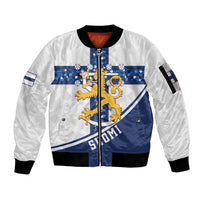 Custom Finland Football Sleeve Zip Bomber Jacket Suomen jalkapallomaajoukkue