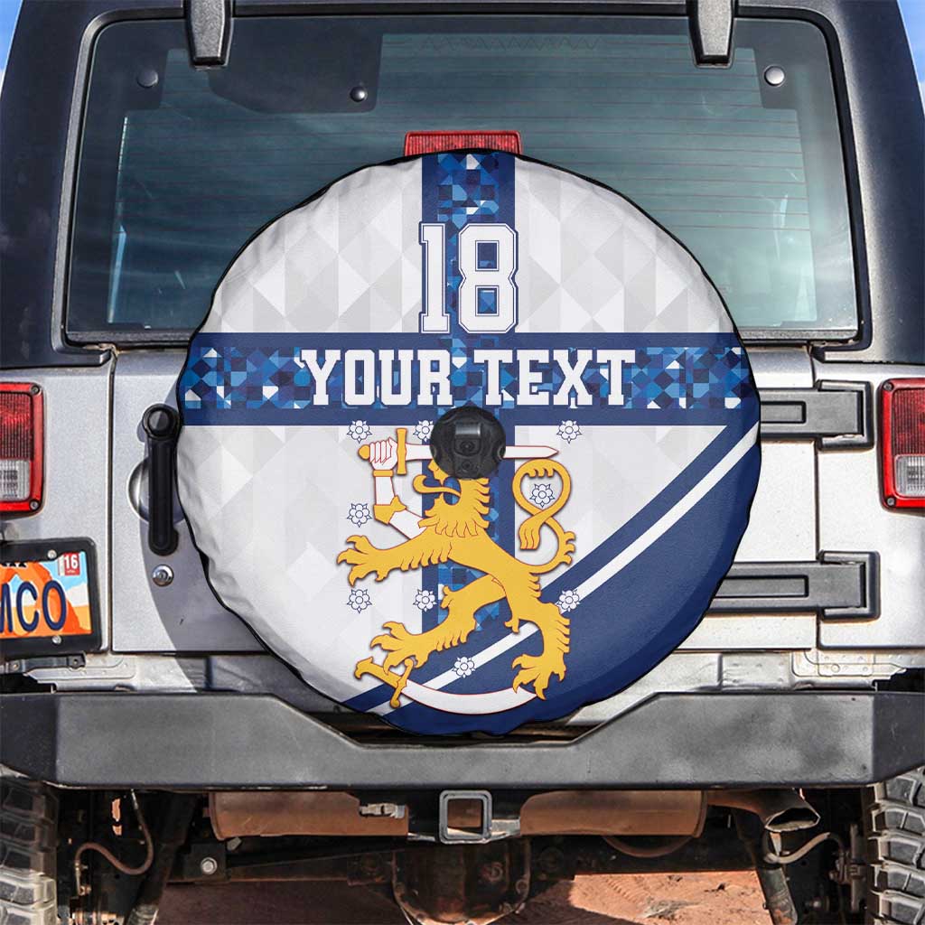 Custom Finland Football Spare Tire Cover Suomen jalkapallomaajoukkue