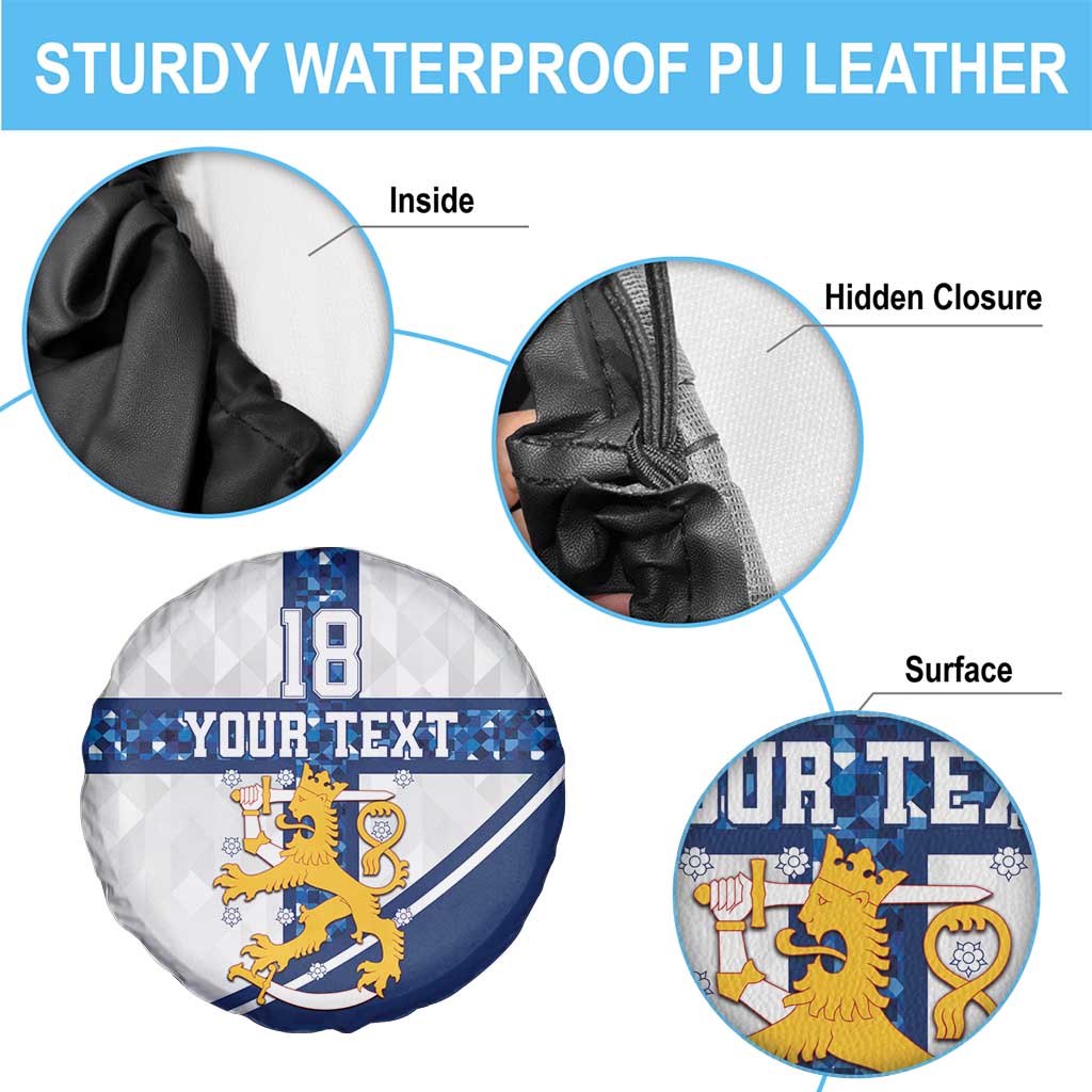 Custom Finland Football Spare Tire Cover Suomen jalkapallomaajoukkue