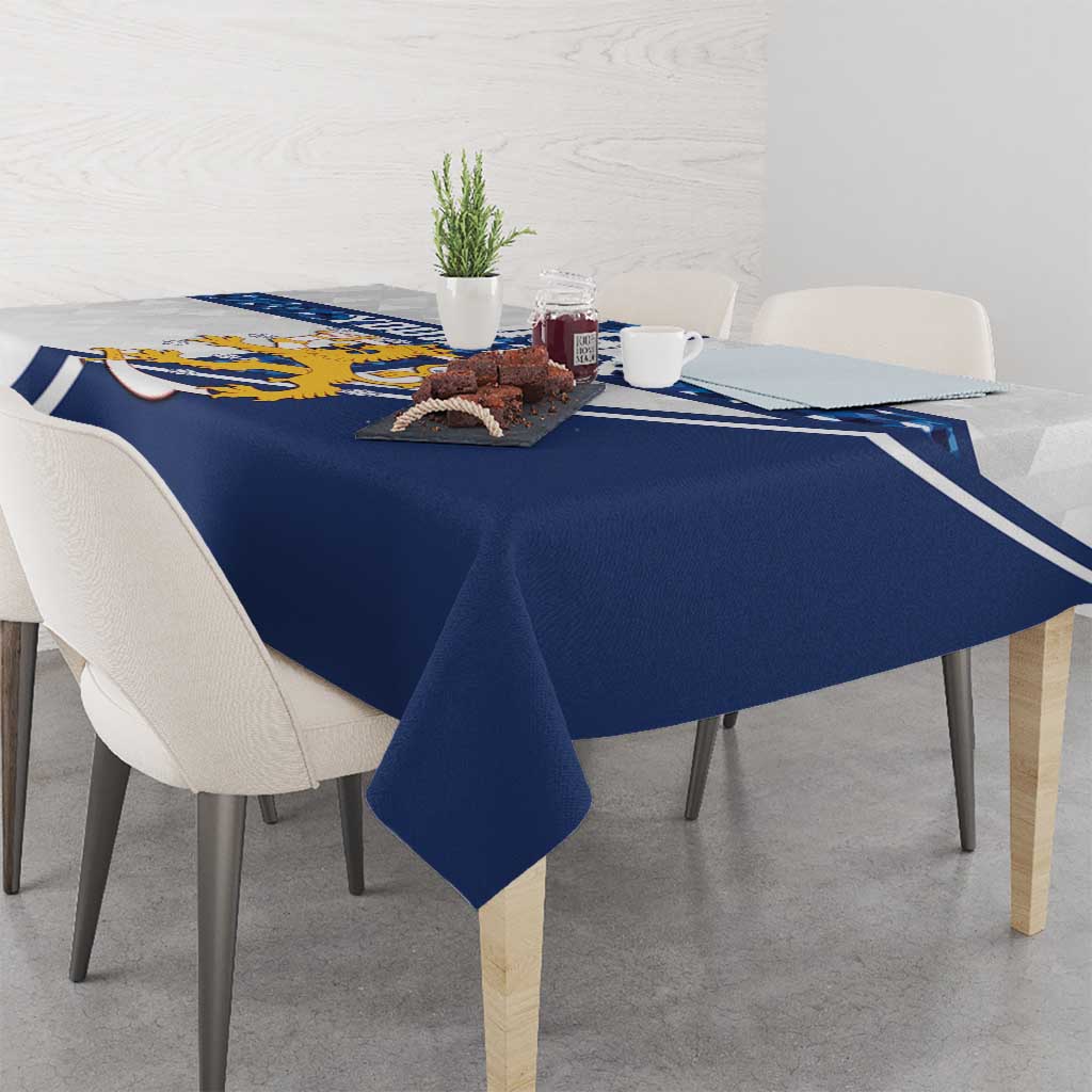 Custom Finland Football Tablecloth Suomen jalkapallomaajoukkue
