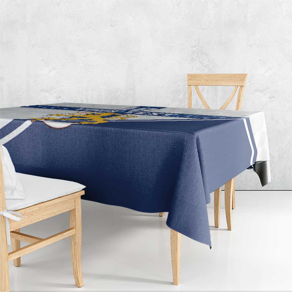 Custom Finland Football Tablecloth Suomen jalkapallomaajoukkue