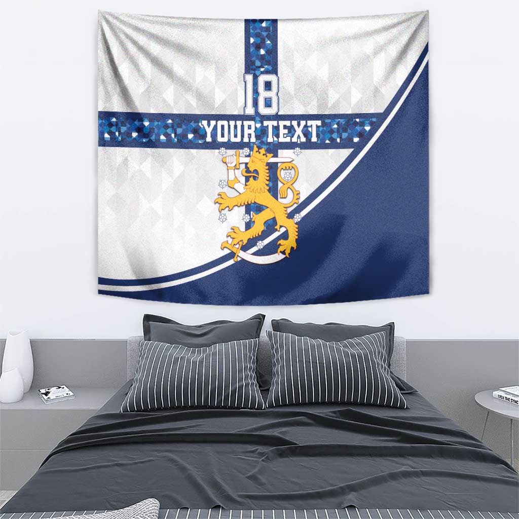 Custom Finland Football Tapestry Suomen jalkapallomaajoukkue