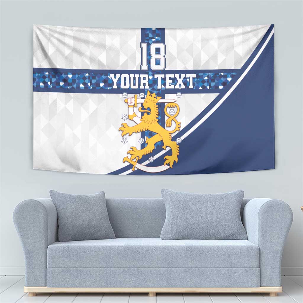 Custom Finland Football Tapestry Suomen jalkapallomaajoukkue