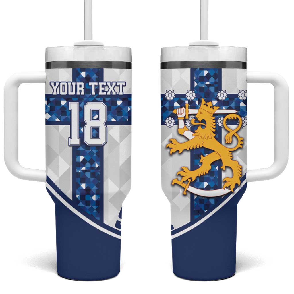 Custom Finland Football Tumbler With Handle Suomen jalkapallomaajoukkue