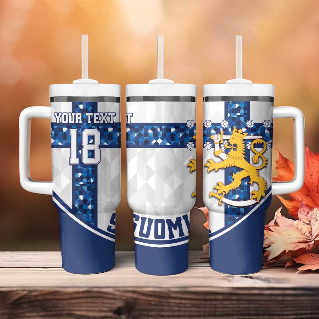 Custom Finland Football Tumbler With Handle Suomen jalkapallomaajoukkue