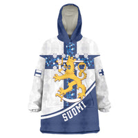 Custom Finland Football Wearable Blanket Hoodie Suomen jalkapallomaajoukkue