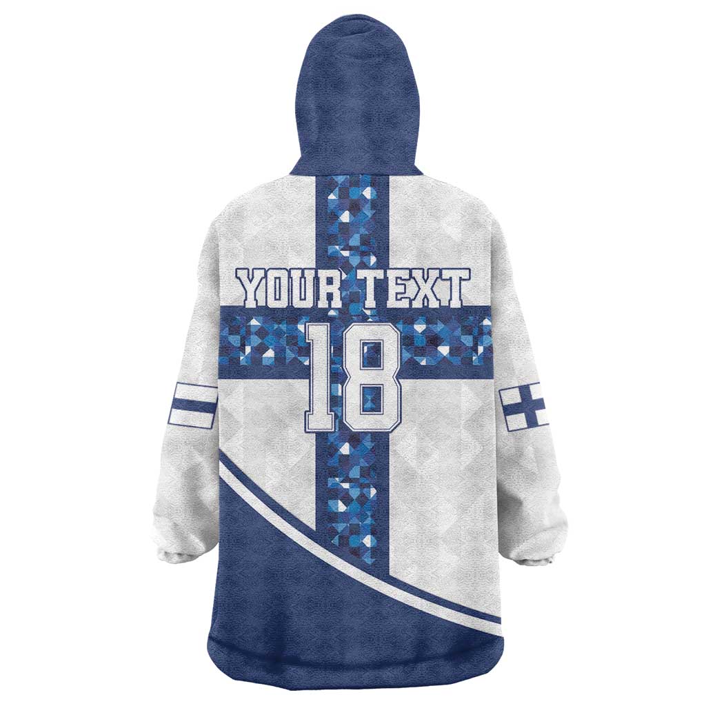 Custom Finland Football Wearable Blanket Hoodie Suomen jalkapallomaajoukkue