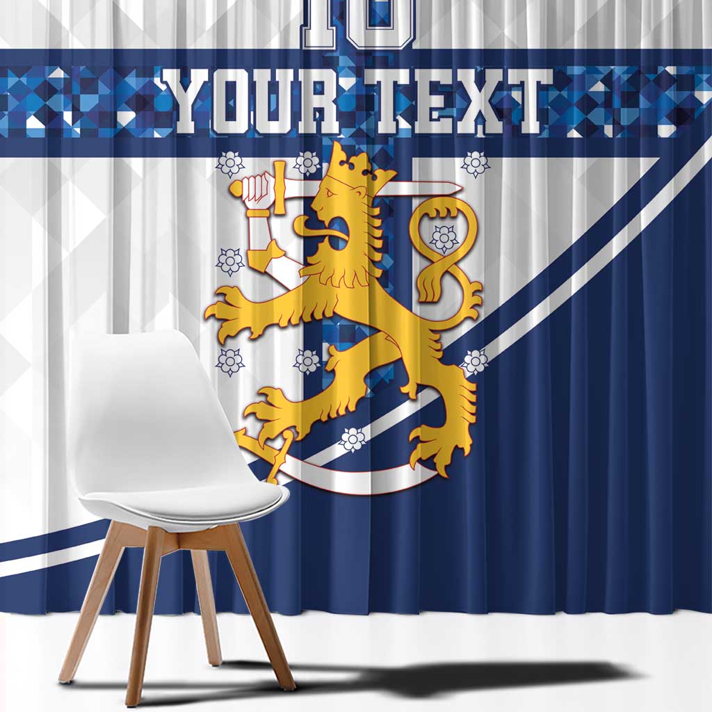 Custom Finland Football Window Curtain Suomen jalkapallomaajoukkue