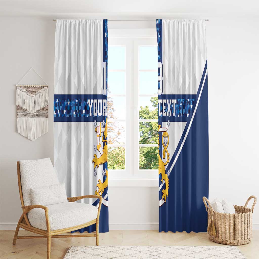 Custom Finland Football Window Curtain Suomen jalkapallomaajoukkue
