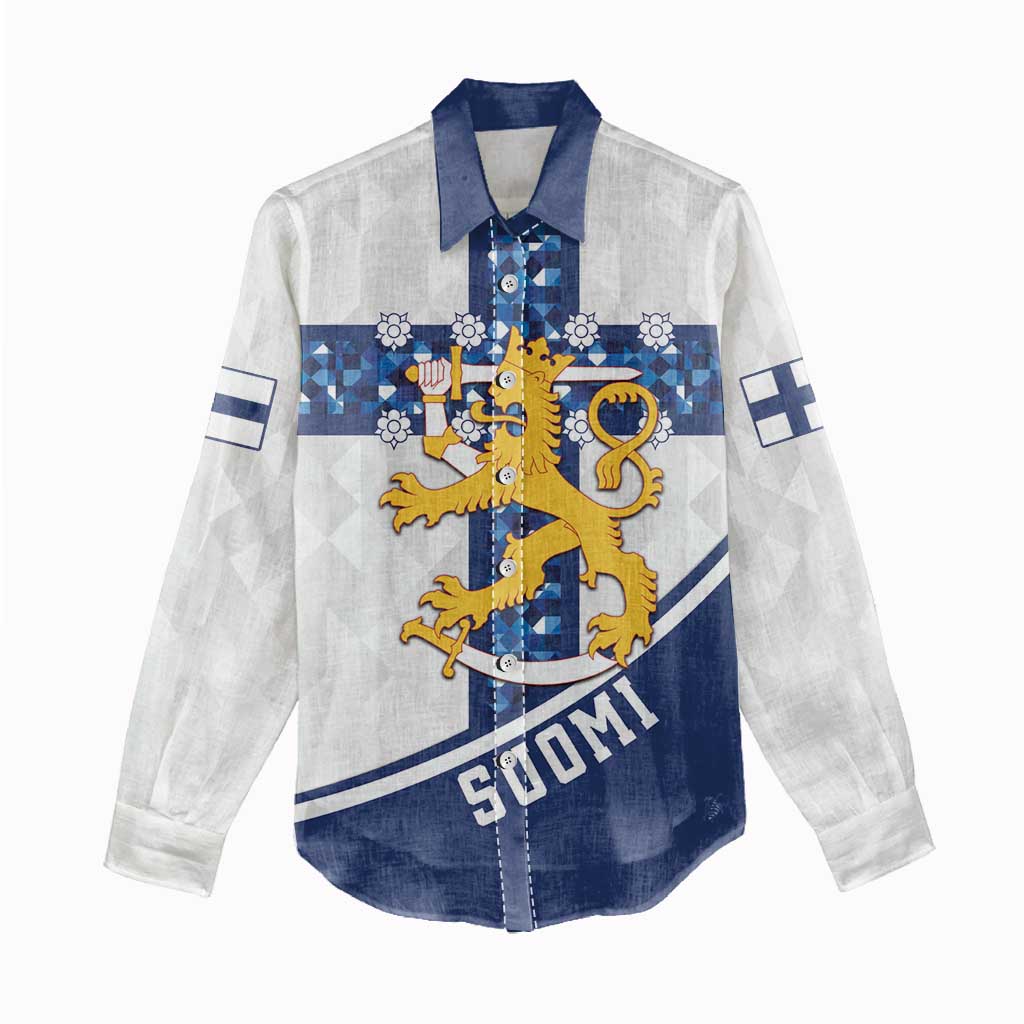 Custom Finland Football Women Casual Shirt Suomen jalkapallomaajoukkue